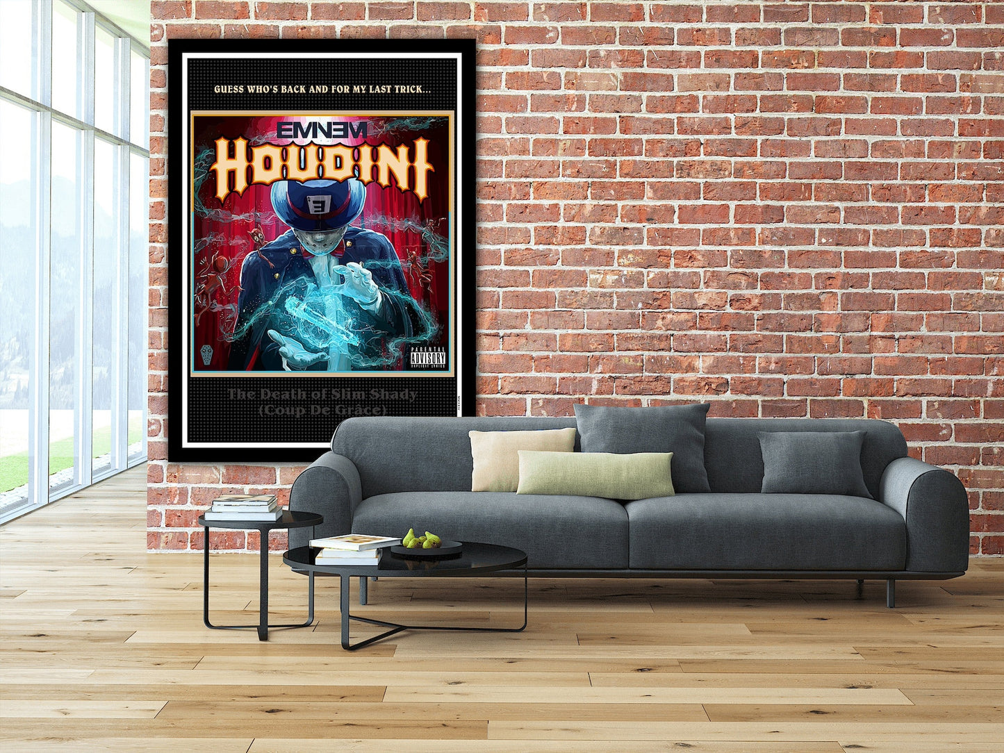 Eminem Poster, Eminem Houdini Poster Print, Eminem Wall Art, Home Decor, Slim Shady Art, Eminem Houdini Music Poster, Various Sizes