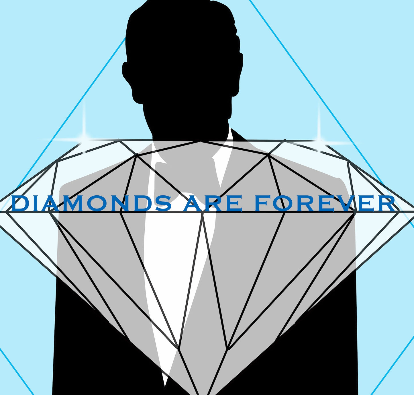 Diamonds are Forever Poster, James Bond Poster, James Bond Art,Home Decor Wall Art, Film Movie Poster, Hand Drawn Digital Artwork