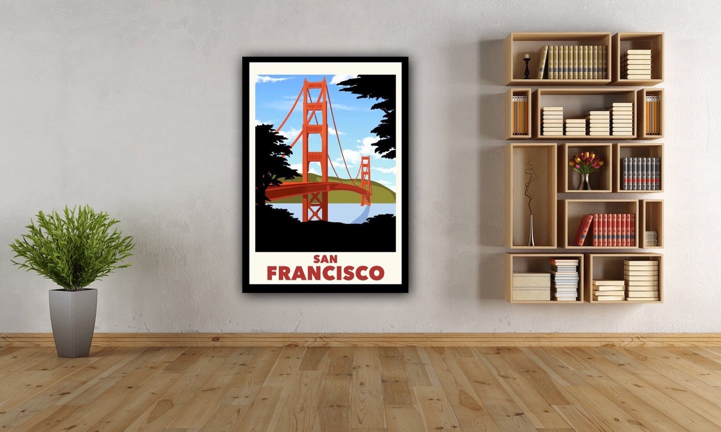 San Francisco Poster, San Francisco Wall Art, Golden Gate Bridge Travel Print ,San Francisco Poster, USA Poster, City Poster, Digital Art