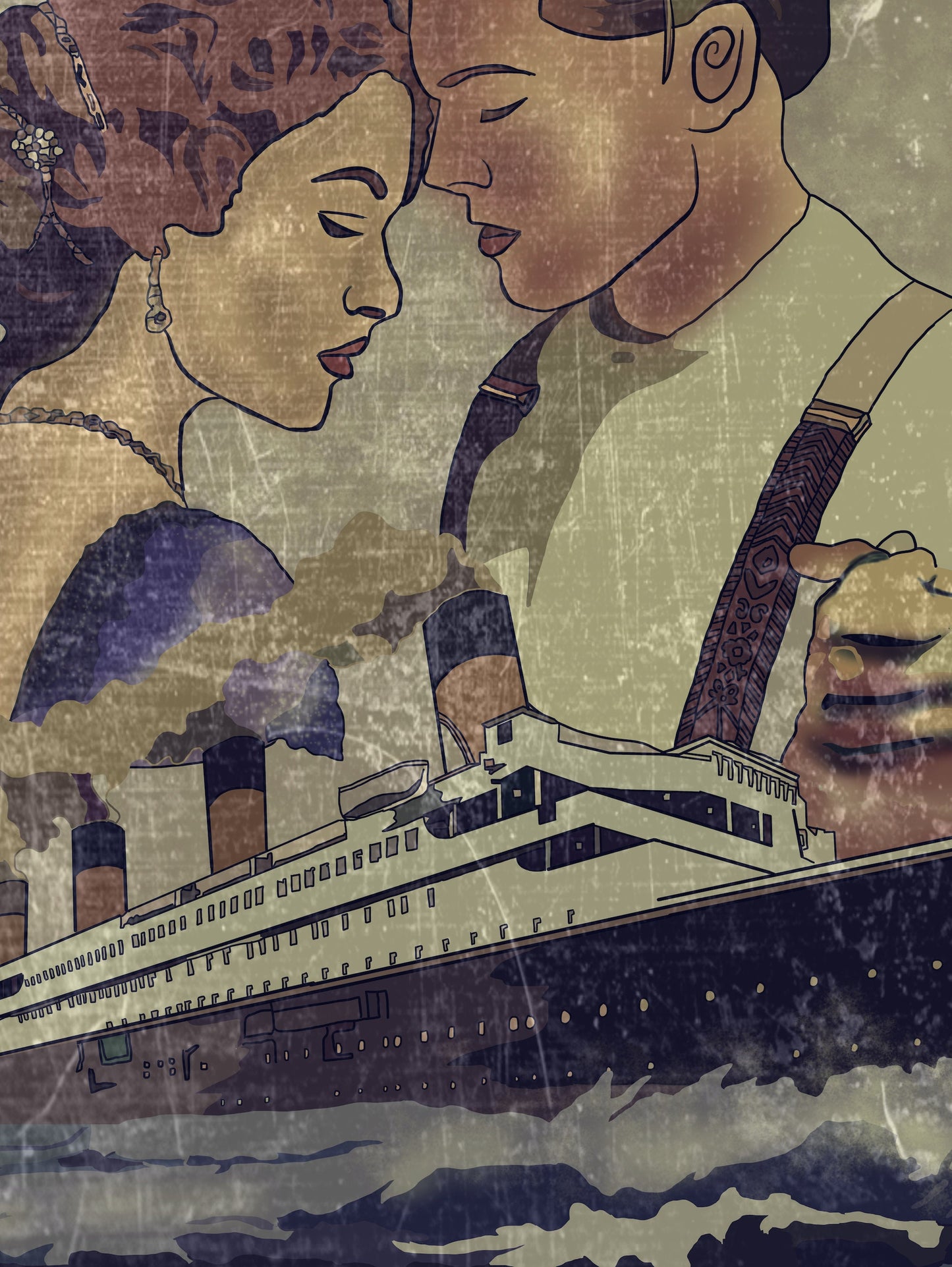 Titanic Poster, Titanic Movie Poster,Home Decor Wall Art, Film Movie Poster, Hand Drawn Digital Artwork