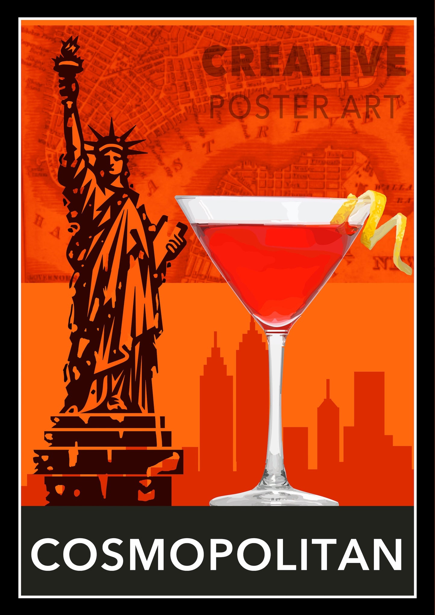 Cosmopolitan Cocktail Poster, Cosmo Cocktail Wall Art, Home Decor, Gift Idea, Cocktail Print, Cosmo Poster