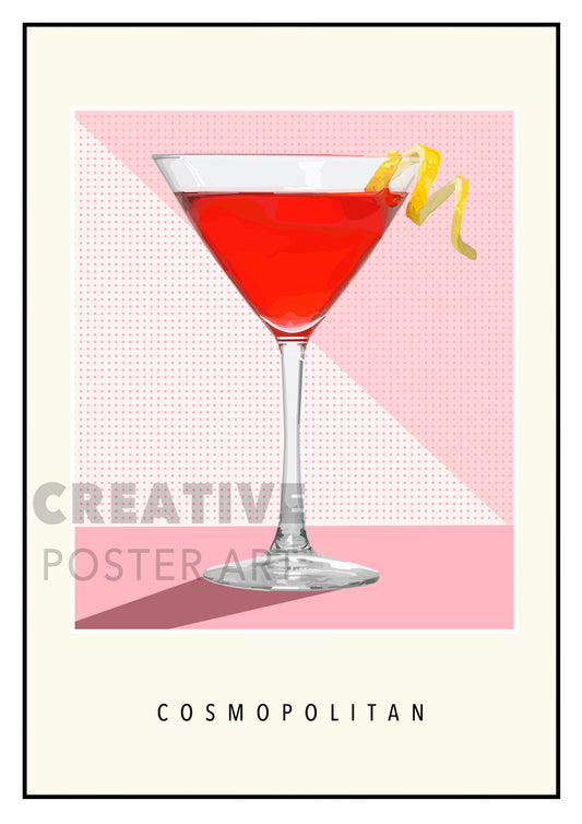 Cosmopolitan Cocktail Poster, Cosmo Print, Cosmo Cocktail Wall Art, Home Decor, Bar Art, Cocktail Print, Cosmo Poster, Bar Art, Bar Decor