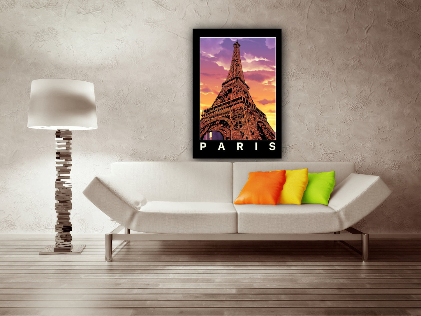 Paris Poster,Eiffel Tower Wall Art, Home Decor, Gift Idea, Paris Sunset Travel Print, Eiffel Tower Poster, Digital Art, France Poster