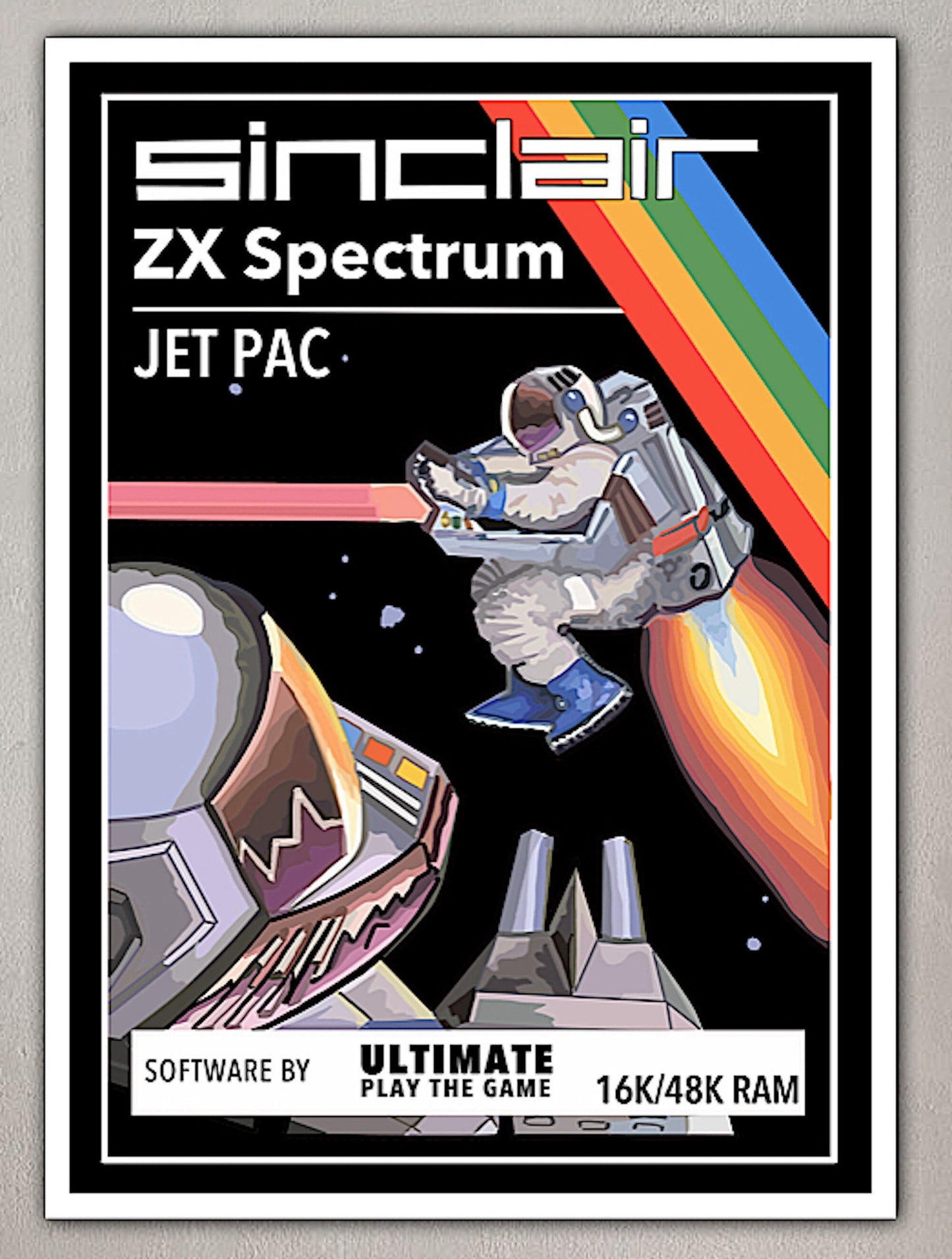 Jetpac ZX Spectrum Poster Print | Jetpac Wall Art, Home Decor, Gift Idea, Retro Gaming Print, ZX Spectrum Poster, Sizes A0/A1/A2/A3/A4