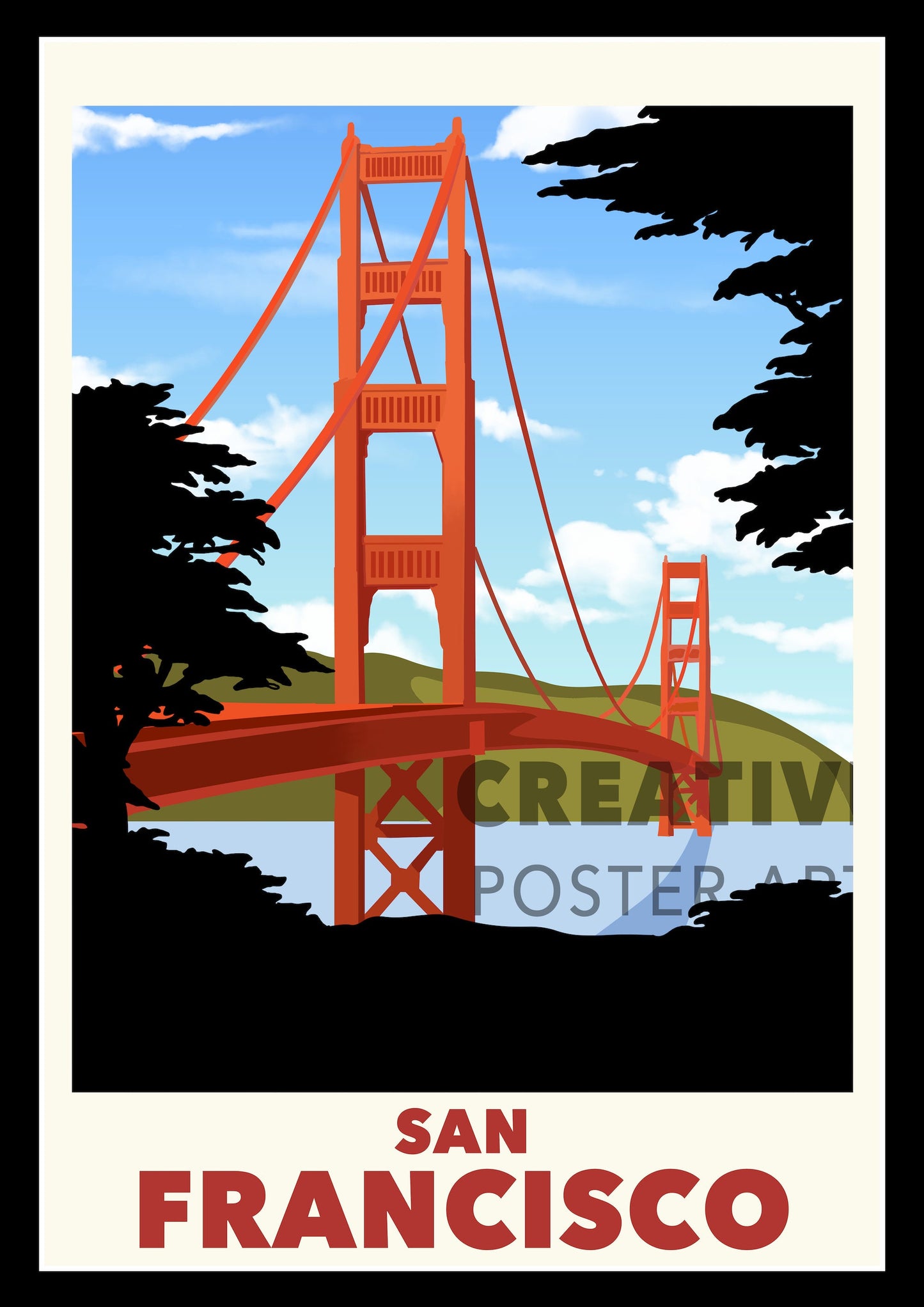 San Francisco Poster, San Francisco Wall Art, Golden Gate Bridge Travel Print ,San Francisco Poster, USA Poster, City Poster, Digital Art