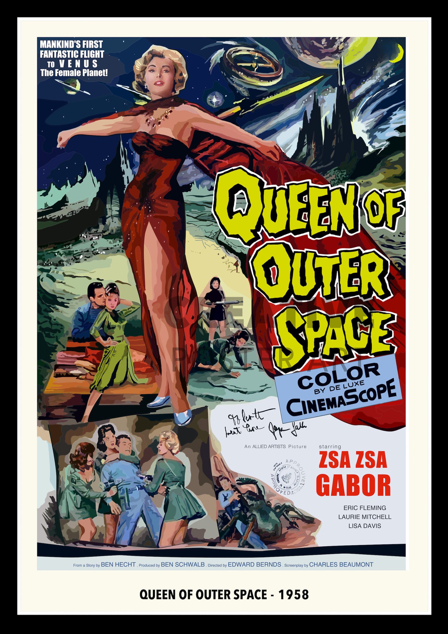 Queen of Outer Space  Poster, Queen of Outer Space Movie Poster,Home Decor Sci-FI Poster, Queen of Outer Space Print