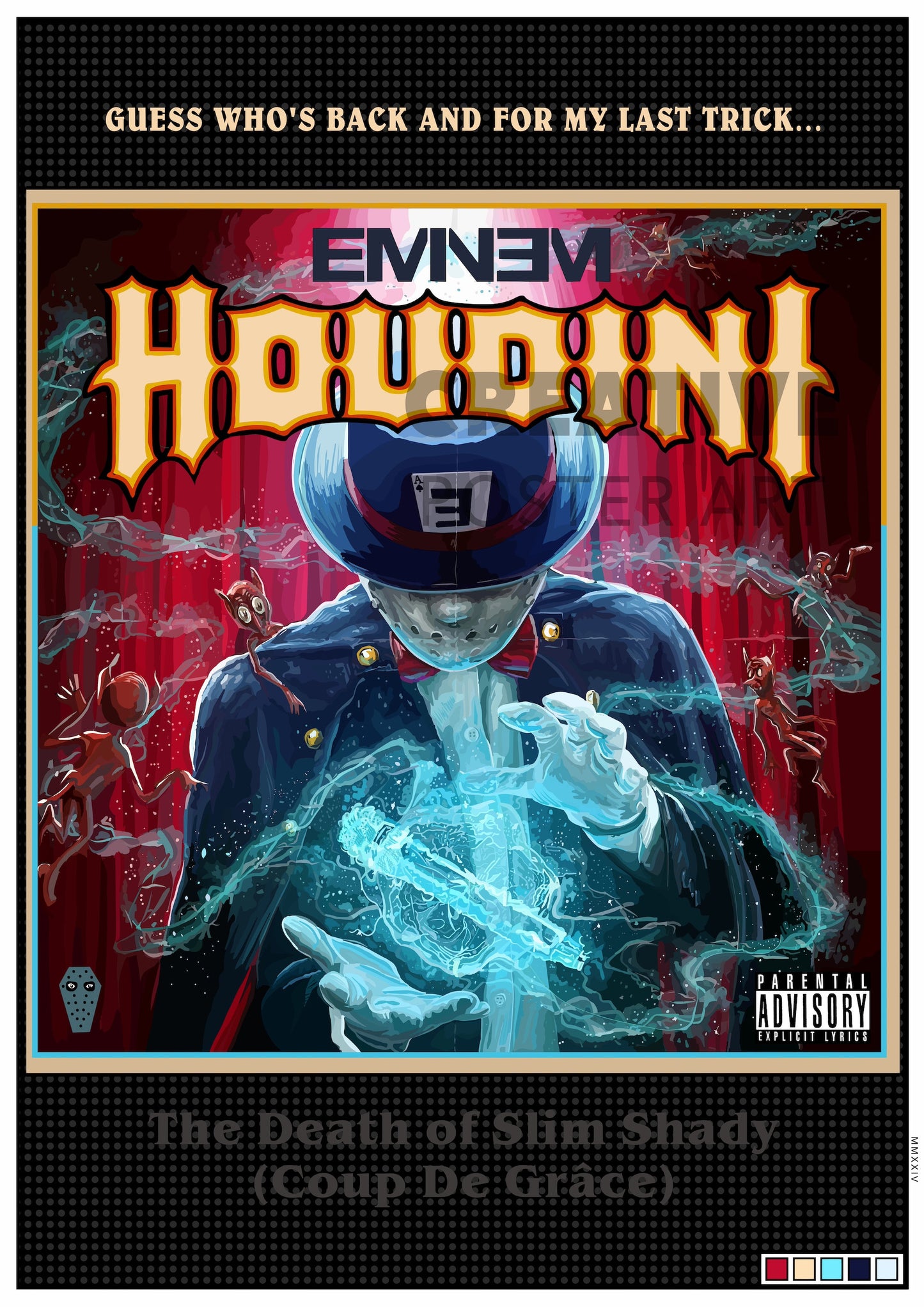 Eminem Poster, Eminem Houdini Poster Print, Eminem Wall Art, Home Decor, Slim Shady Art, Eminem Houdini Music Poster, Various Sizes