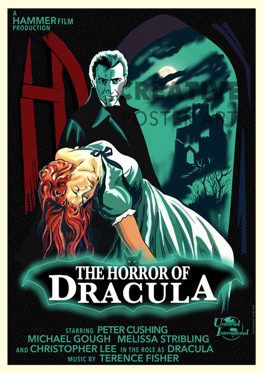 Dracula Poster, Horror of Dracula Movie Poster,Home Decor Wall Art, Film Movie Poster, Hand Drawn Digital Artwork