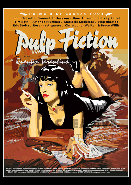 Pulp Fiction Poster, Pulp Fiction Movie Poster,Home Decor Wall Art, Film Movie Poster, Hand Drawn Digital Artwork