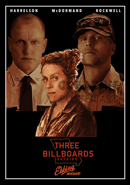 Three Billboards outside Ebbing, Missouri Movie Print, Three Billboards Wall Art,Three Billboards Movie Print