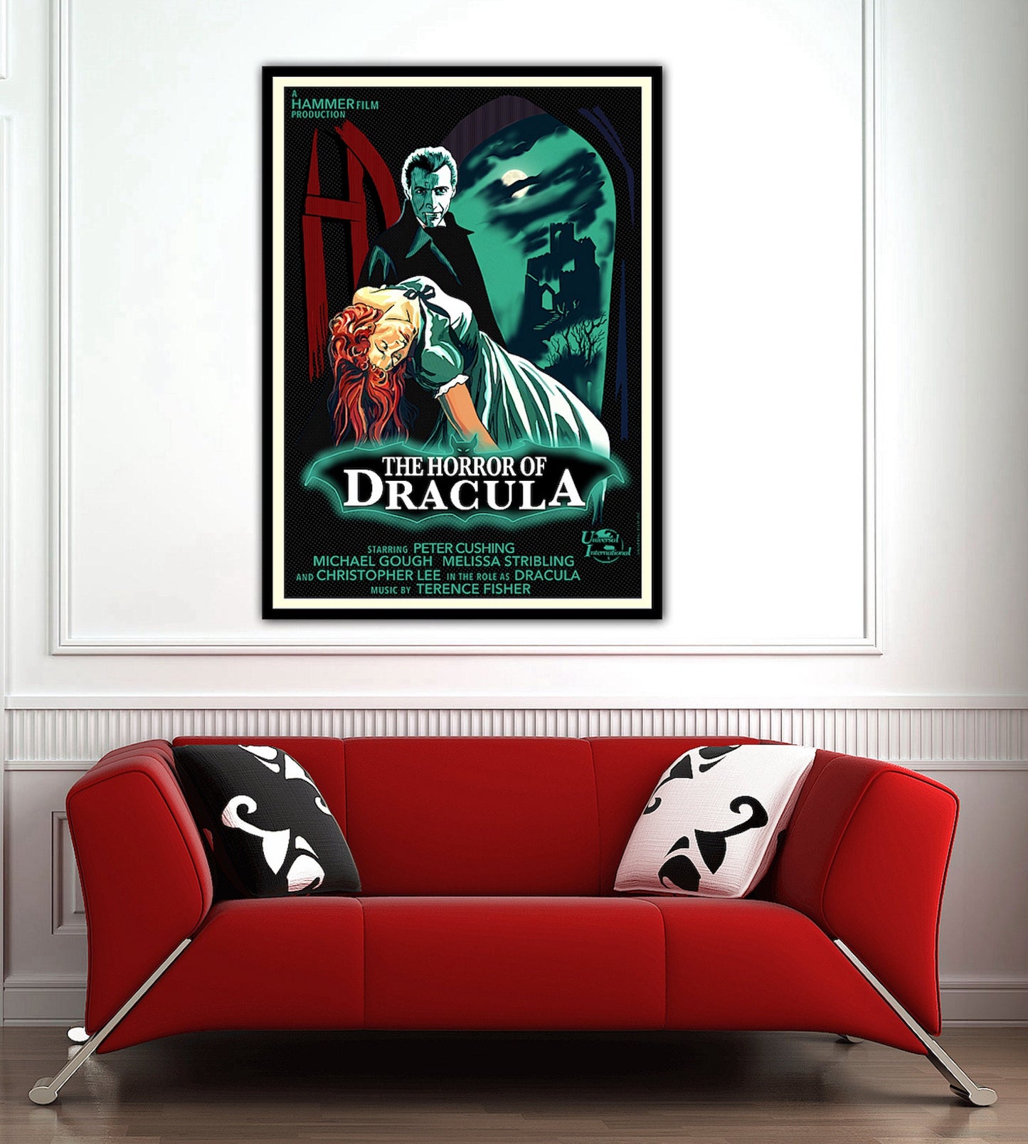 Dracula Poster, Horror of Dracula Movie Poster,Home Decor Wall Art, Film Movie Poster, Hand Drawn Digital Artwork