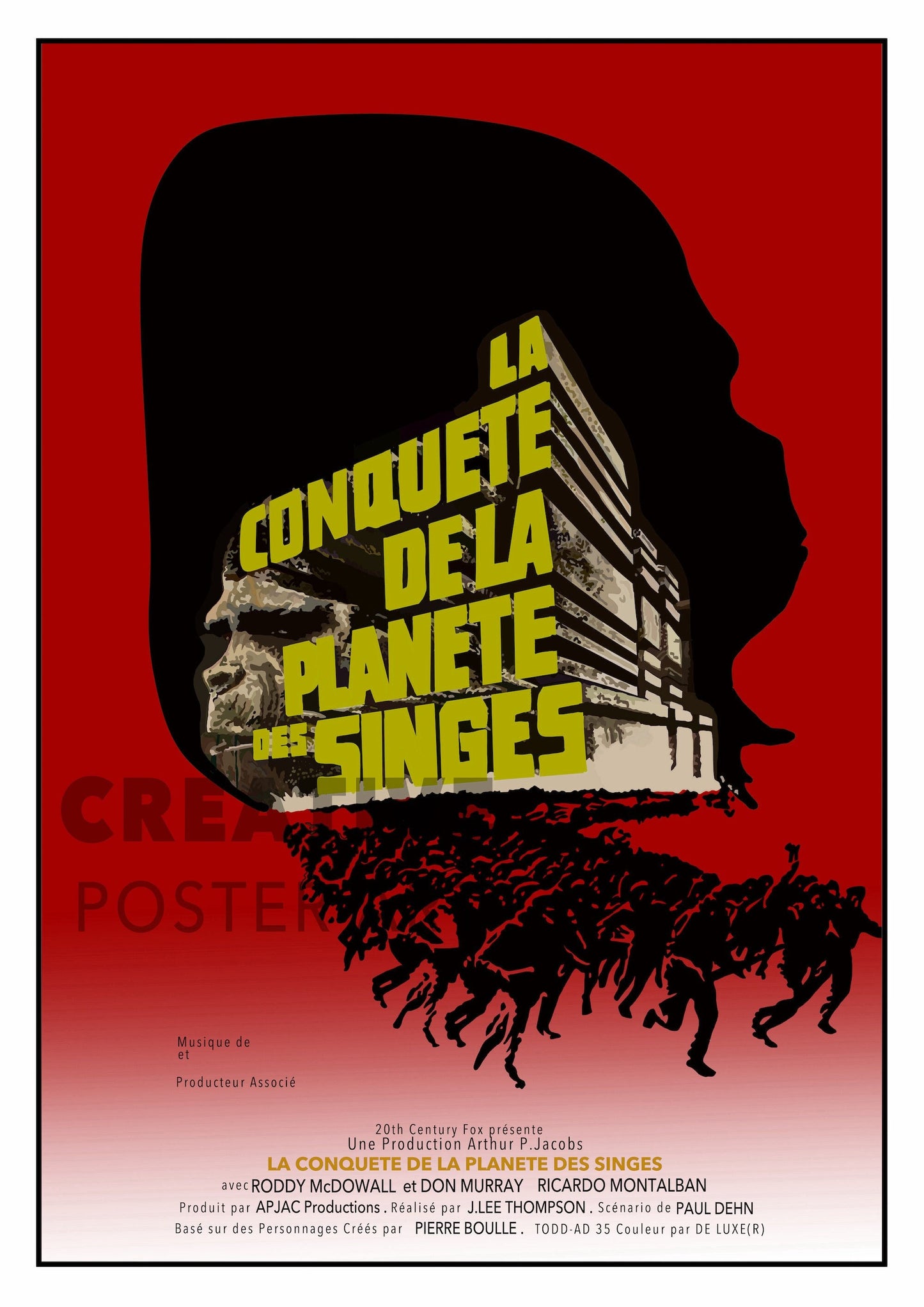 French Conquest of the Planet of the Apes Poster,Planet of the Apes Poster, Planet of the Apes French Edition Poster Print