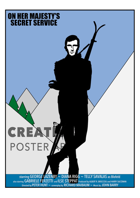 On Her Majesty's Secret Service Poster, James Bond Poster, James Bond Art,Home Decor Wall Art, Film Movie Poster, Hand Drawn Digital Artwork