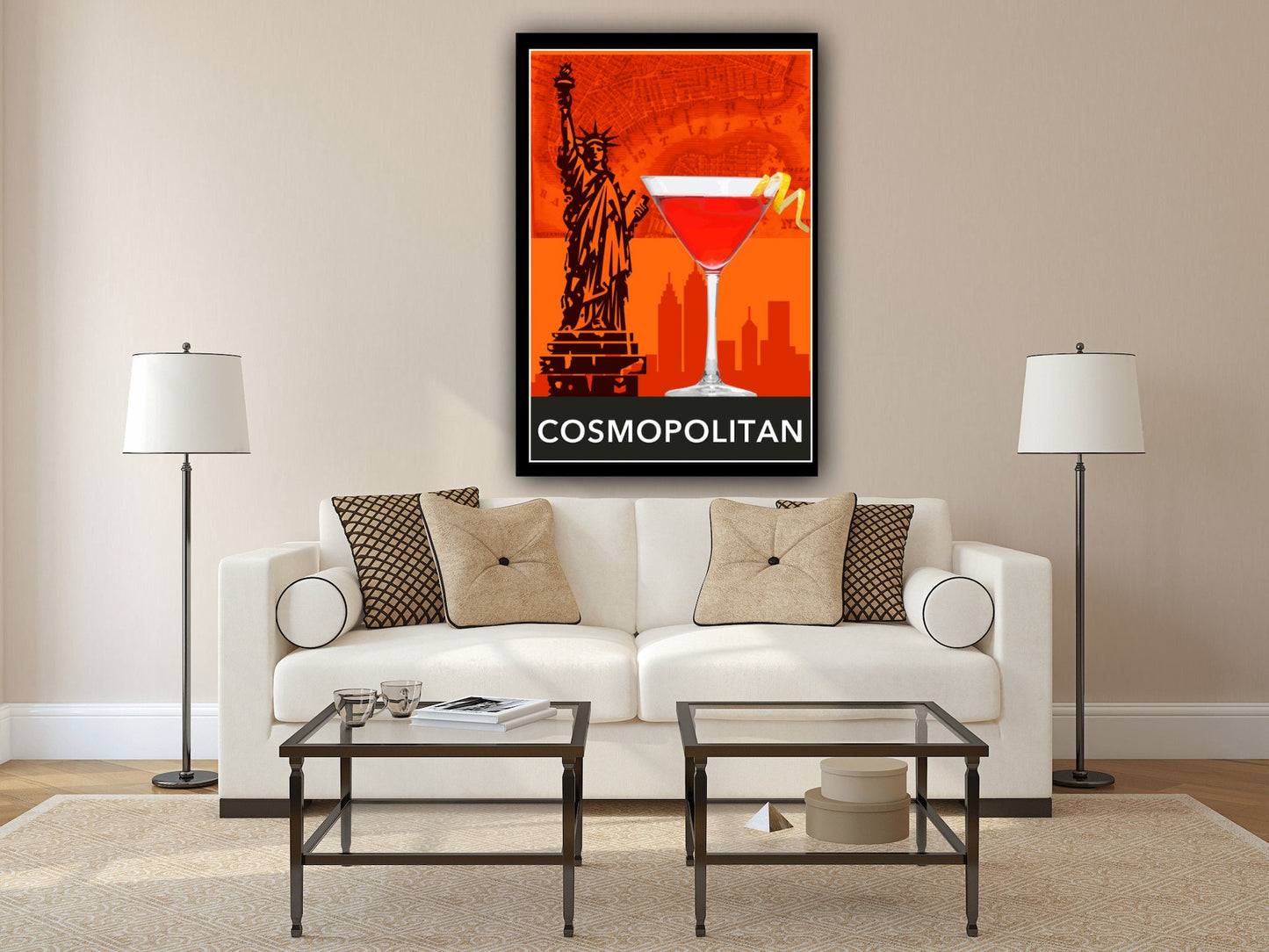 Cosmopolitan Cocktail Poster, Cosmo Cocktail Wall Art, Home Decor, Gift Idea, Cocktail Print, Cosmo Poster