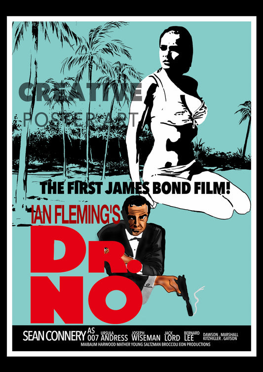 Dr No Poster, James Bond Dr No Poster, James Bond Art,Home Decor Wall Art, Film Movie Poster, Hand Drawn Digital Artwork