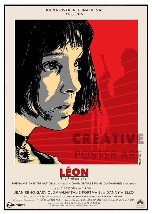 Leon Poster, Leon Movie Poster,Home Decor Wall Art, Film Movie Poster, Hand Drawn Digital Artwork