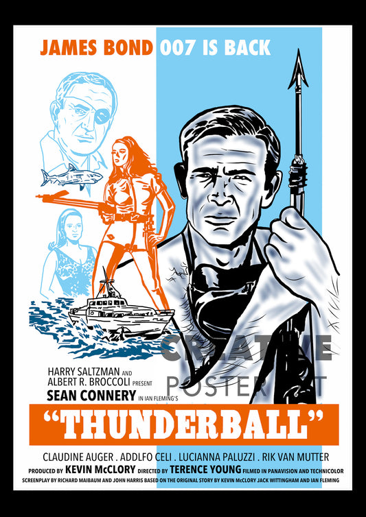 Thunderball Poster, James Bond Thunderball Poster, James Bond Art,Home Decor Wall Art, Film Movie Poster, Hand Drawn Digital Artwork