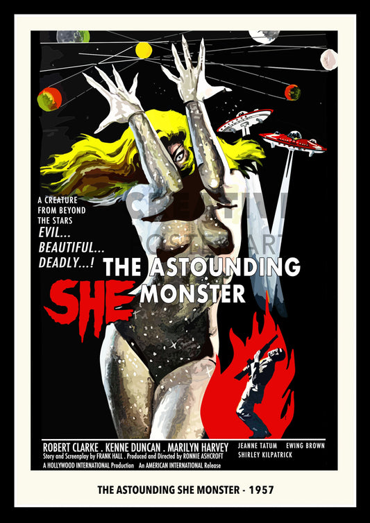 The Astounding She-Monster Poster, She-Monster Movie Poster, Retro Sci-fi Movie Poster, Classic Sci-fi Movie Poster