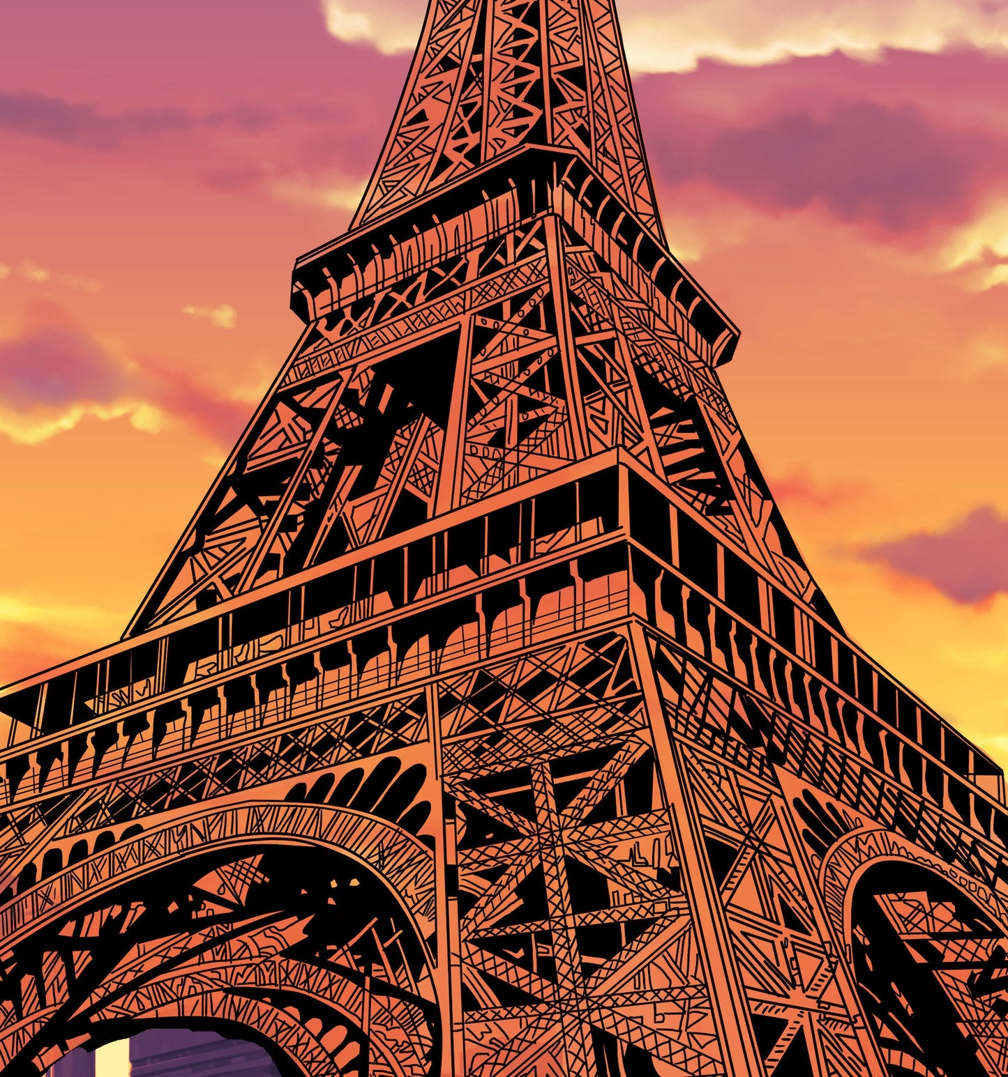 Paris Poster,Eiffel Tower Wall Art, Home Decor, Gift Idea, Paris Sunset Travel Print, Eiffel Tower Poster, Digital Art, France Poster