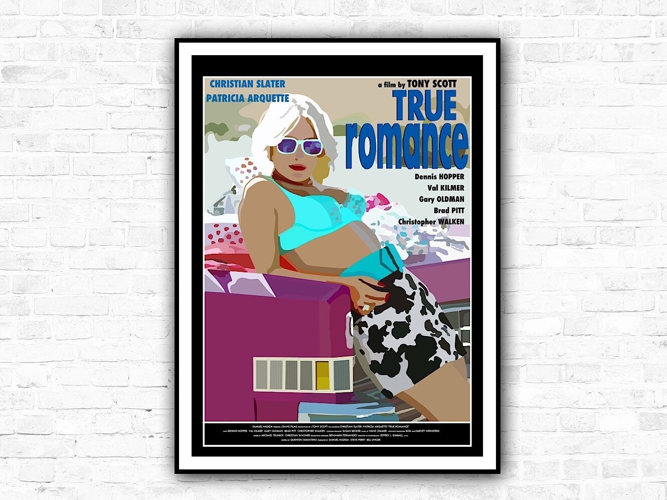 True Romance Poster, True Romance Movie Poster,Home Decor Wall Art, Film Movie Poster, Hand Drawn Digital Artwork