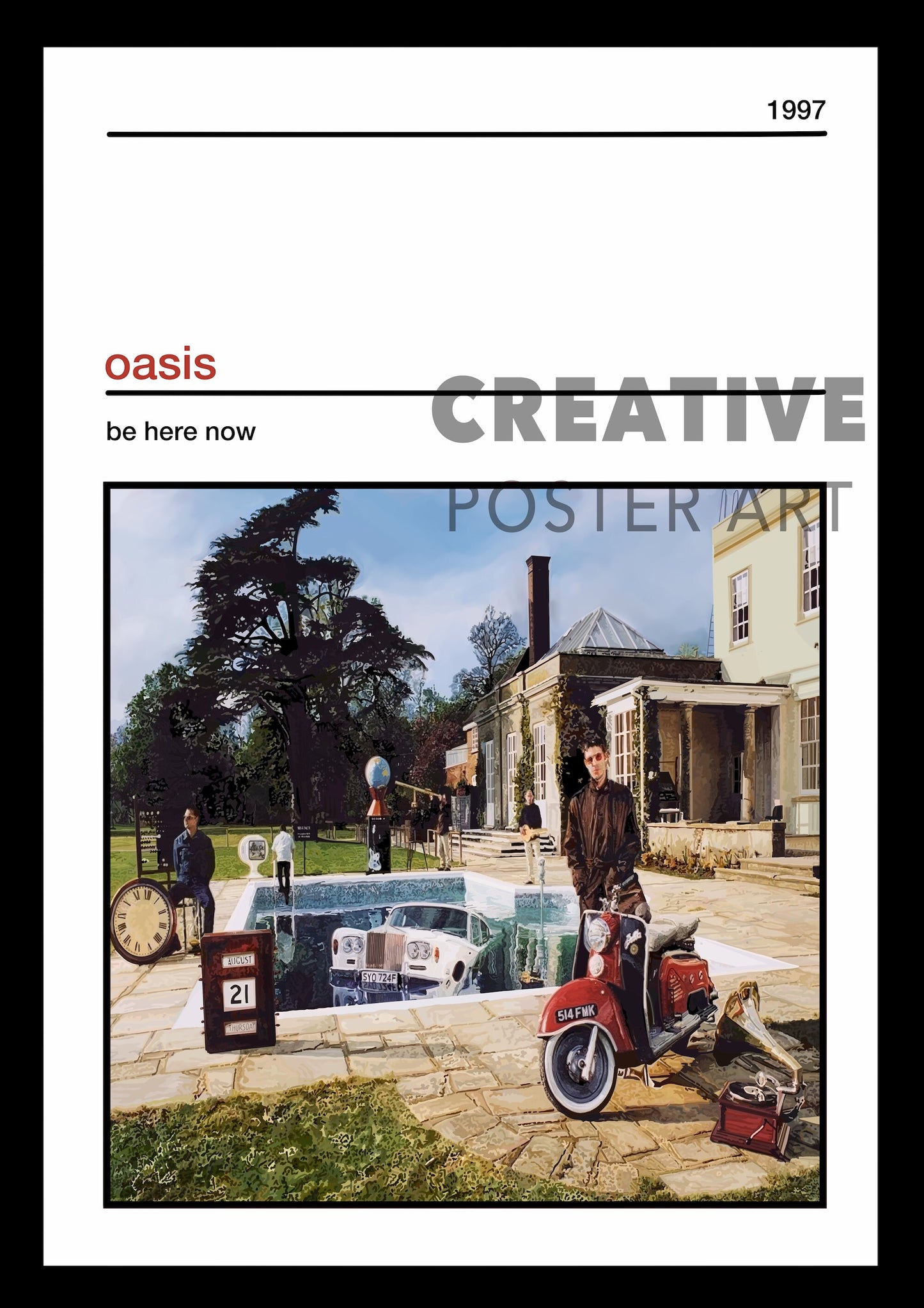 Be Here Now Poster, Oasis Poster Print, Oasis Wall Art, Home Decor, Oasis Fan Art, Oasis Be Here Now Poster Art