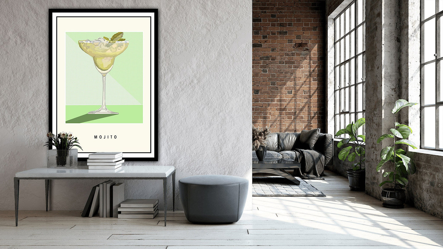 Mojito Cocktail Poster, Mojito Print, Cocktail Wall Art, Home Decor, Bar Art, Cocktail Print, Mojito Poster, Bar Art, Bar Decor