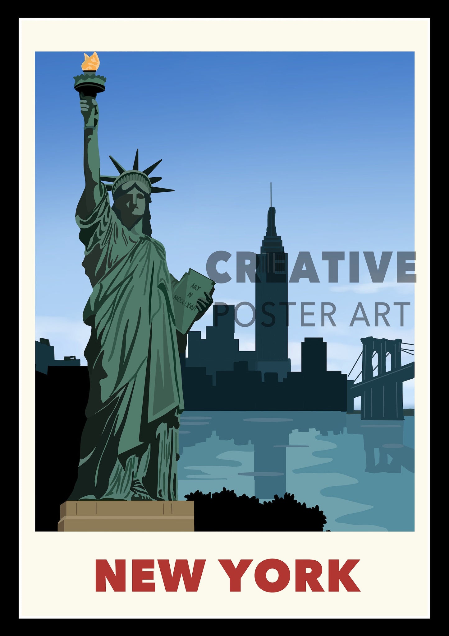 New York Poster , New York Wall Art, Home Decor, Gift Idea, New York Travel Print, Statue of Liberty Poster, USA City Poster, US City