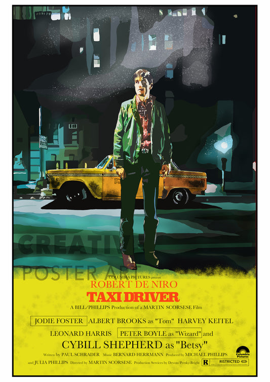 Taxi Driver Poster, Taxi Driver Movie Poster,Home Decor Wall Art, Film Movie Poster, Hand Drawn Digital Artwork