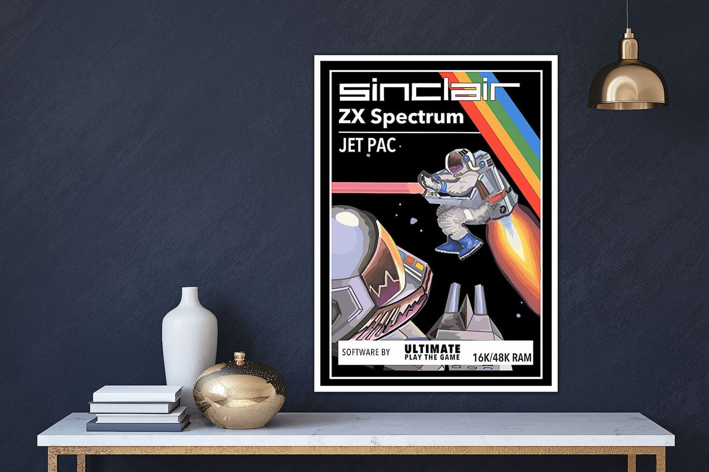 Jetpac ZX Spectrum Poster Print | Jetpac Wall Art, Home Decor, Gift Idea, Retro Gaming Print, ZX Spectrum Poster, Sizes A0/A1/A2/A3/A4